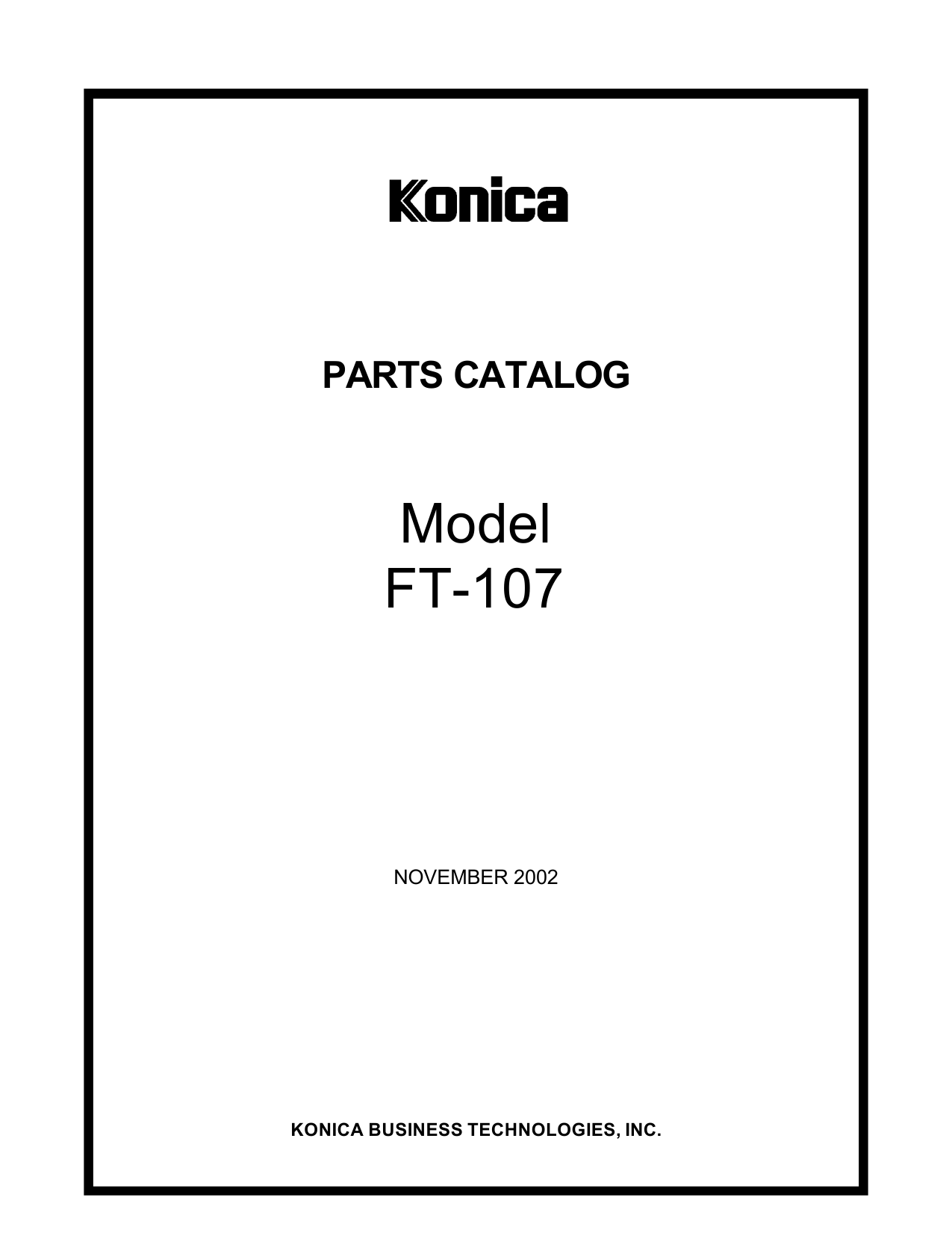 Konica-Minolta Options FT-107 Parts Manual-1